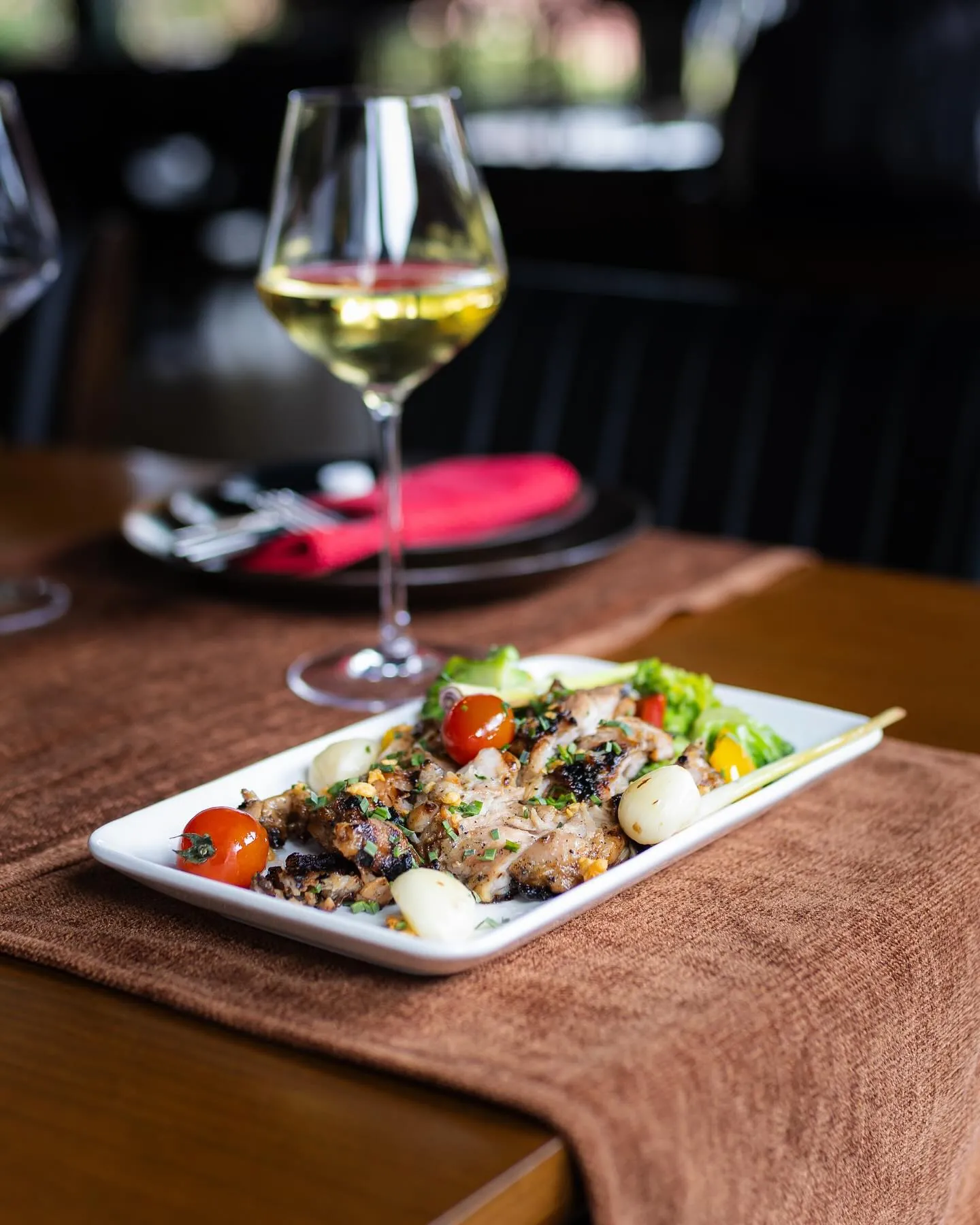 A plate and a glass